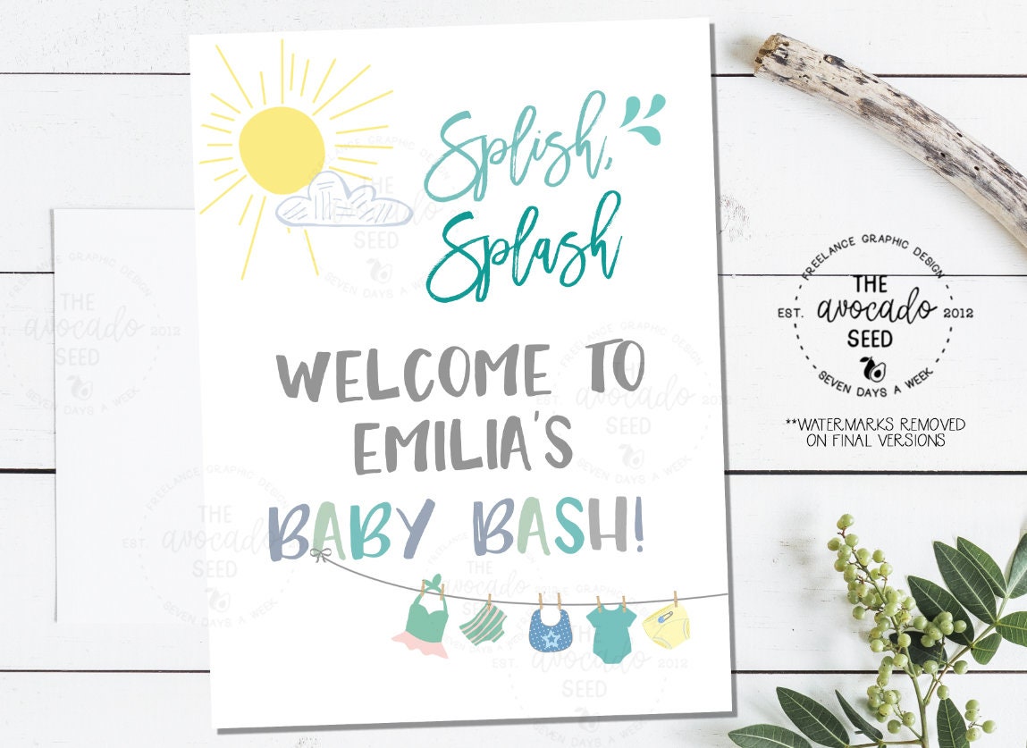 Panneau De Bienvenue Splish Splash Baby Bash Toute Taille Etsy France