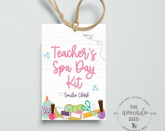 Etiqueta de regalo de Teacher Educator Spa / Apreciación del maestro - Fin de año escolar - Descarga instantánea o correo electrónico personalizado el mismo día