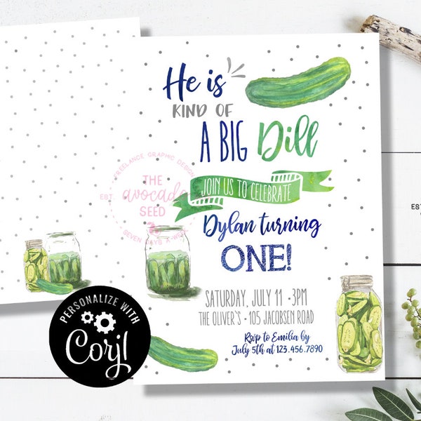 Kind of a Big Dill - Birthday Party Invitation - Corjl Version