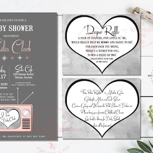 I Love Lucy Inspired Baby Shower Invitation (only) Book Insert, Raffle Insert (links in description)