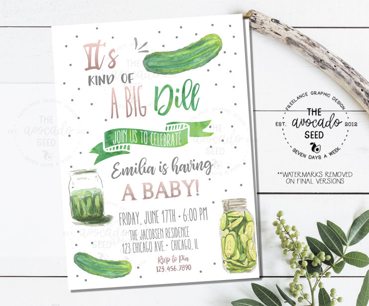 Pickle Baby Shower Invitation - DIY Printing or Professional Prints