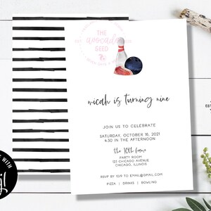 Modern Bowling Birthday Party Invitation - Corjl Version