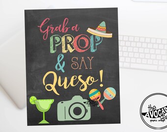 Say Queso! Fiesta Photo Booth Sign - DIY Printing - INSTANT DOWNLOAD - 2 Sizes