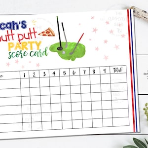 Mini Golf Putt Putt Party Score Card - Blue Version - Digital File or Prints