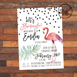 Black and Pink Flamingle Bachelorette Lingerie Shower - DIY Printing (price shown) or prints (pm for quote and draft)