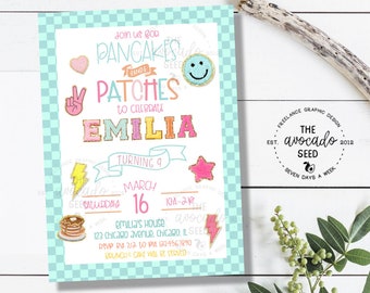 Pancakes and Patches - Chenille Patch Party - Birthday Party Invitation - DIY Printing or Professional Prints