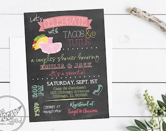 Adorable Taco's & Tutu's Baby Shower Invitation - DIY or Professionally Printed Cards