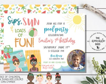 Pool Beach Summer Party - Fiesta de cumpleaños - O cualquier evento - Archivo digital o impresiones
