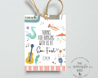 Jazz Festival Party Favor Tags -  Digital or Prints