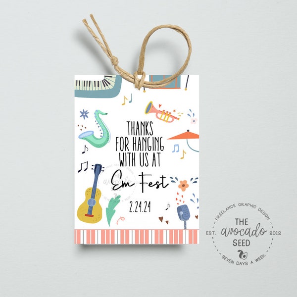Jazz Festival Party Favor Tags -  Digital or Prints