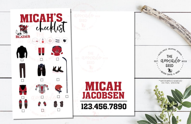 Hockey Gear Checklist Any Team Colors Digital File or Etsy