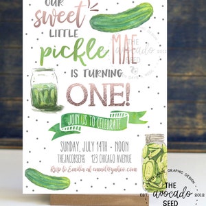 Sweet Little Pickle Birthday Party Invitation - DIY Printing or Professional Prints