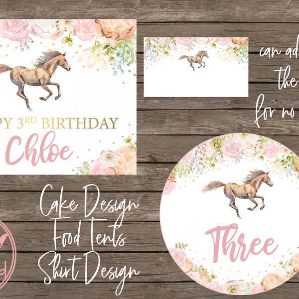 Horse - Pony Birthday Extras - Suite or Individual Items - DIY Printing (price shown) or Prints via convo with SPEEDY shipping
