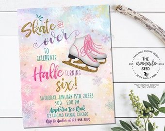 Ice Skating Party! Digital file or Prints with Envelopes