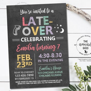 Late Over Birthday Invitation - DIY Printing or Professional Prints