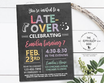 Late Over Birthday Invitation - DIY Printing or Professional Prints