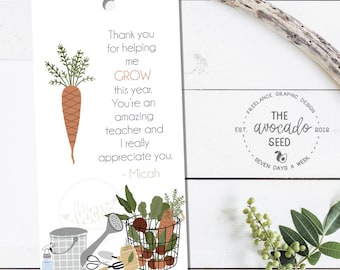 Garden Plant Gift Tag Teacher Appreciation - End of School Year - Instant download or Personalized emailed same day