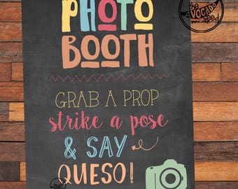 Say Queso! Fiesta Photo Booth Sign - DIY Printing - INSTANT DOWNLOAD - 2 Sizes