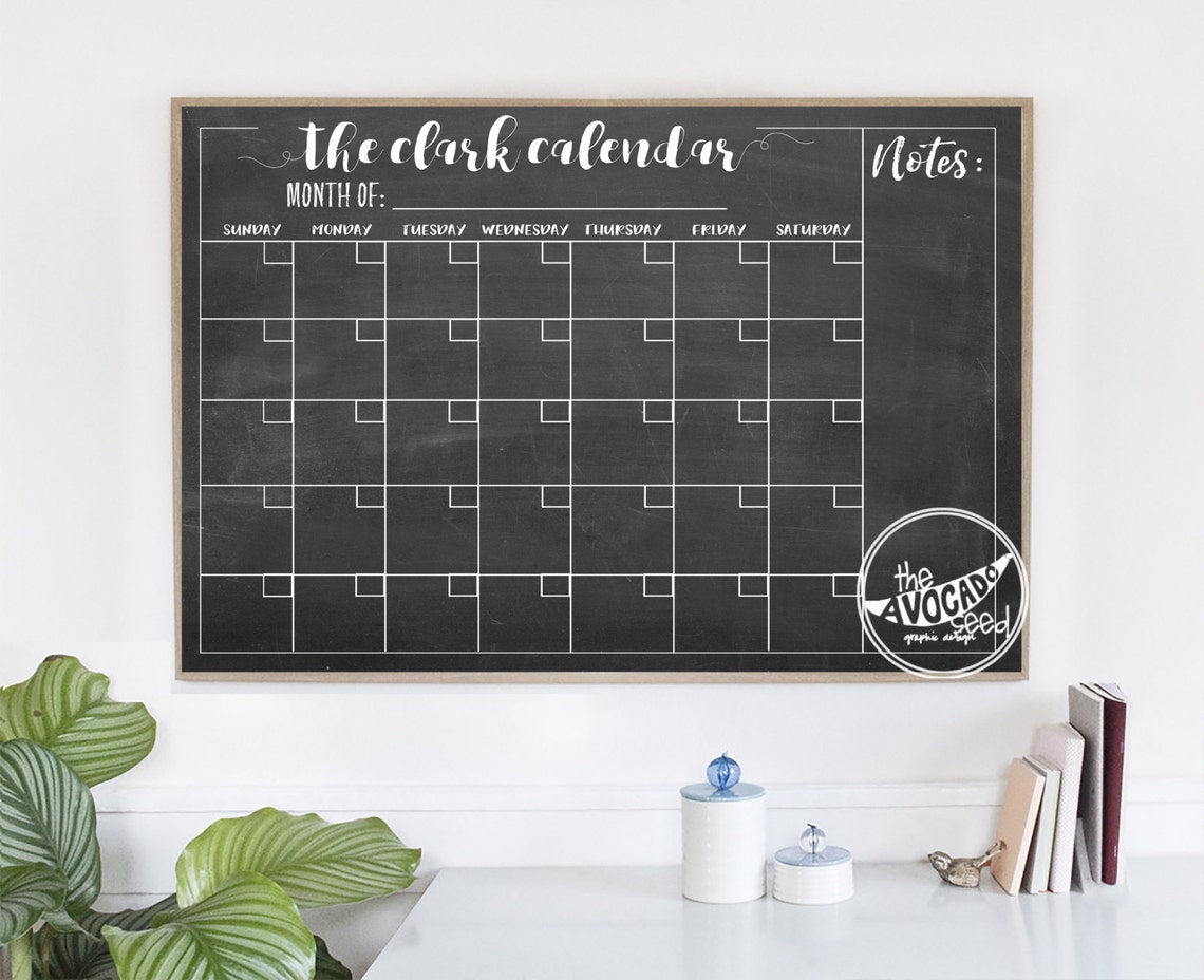 Reusable Dry Erase Family Wall Calendar Printable DIY Etsy