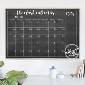 Reusable Dry Erase Family Wall Calendar Printable DIY Printing Only image 1