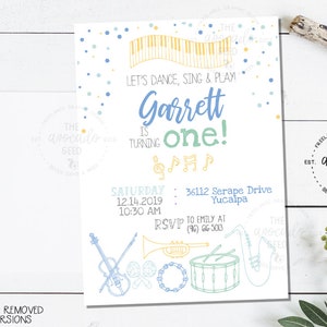 Pastel Theme Music Birthday (or any event) Invitation - DIY Printing or Professional Prints