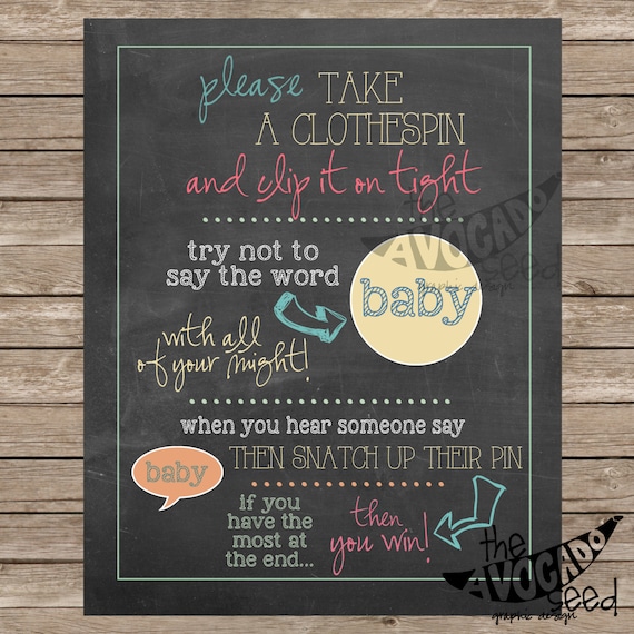 Clothespin Baby Shower Game Printable Instant Download DIY | Etsy