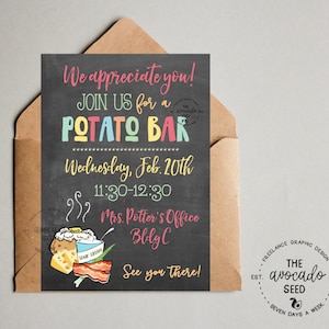 Potato Bar Invitation - Digital File or Speedy Shipped Prints