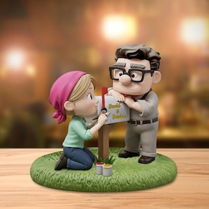 Personalized UP Movie Couple Figurine – Custom Name Inspired Gift, Anniversary, Valentine Love Plaque, Greatest Adventure Decor