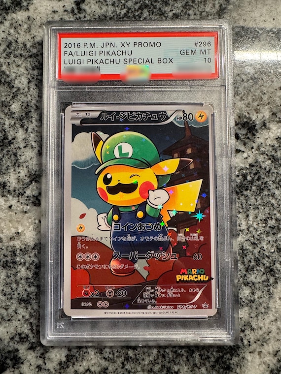 pokemon luigi card Luigi Pikachu #296/XY-P Graded Slab PROXY Card