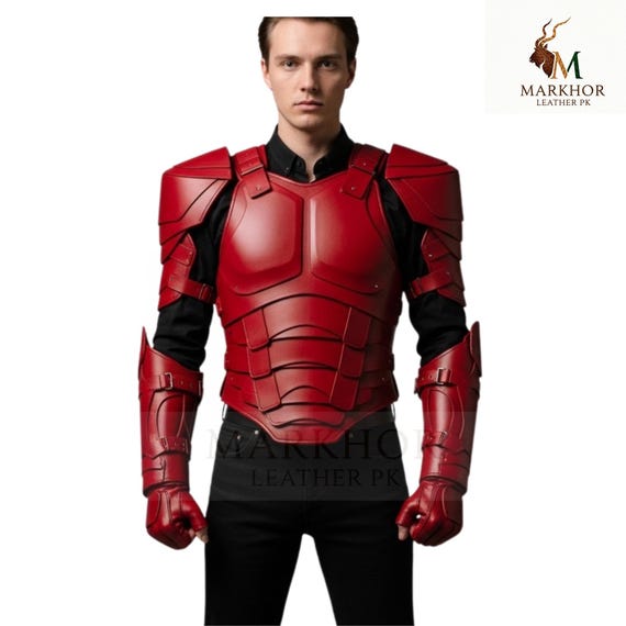 Crimson Leather Armor Set: Gothic Warrior Cosplay - Steampunk Battle Gear