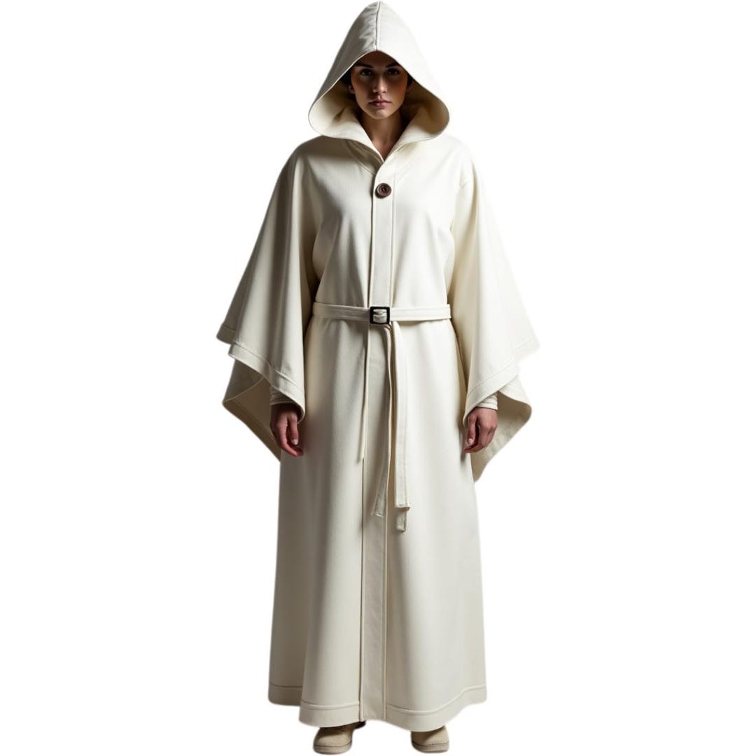 Leather Robe White Full-length Hooded Leather Robe – Timeless Elegance & Unmatched ...