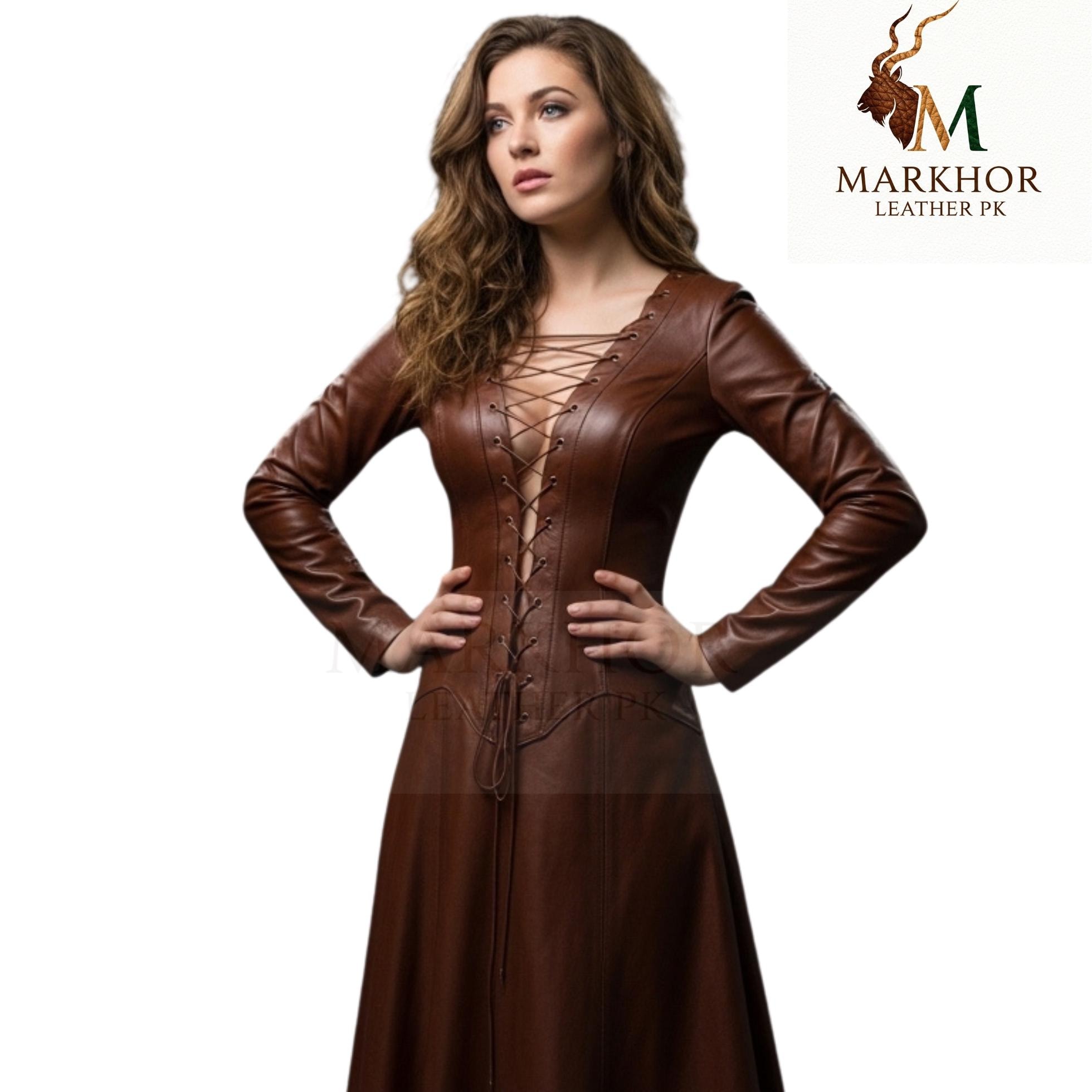chinese dress ladies Pu Leather Sleeveless Hollow Side Slit Buckle Women's Steampunk Dress –  LolitaInside