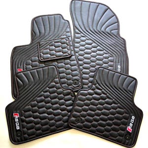 Custom Floor Mats Compatible with Audi Q8 SQ8 RS Q8 | 4-Piece Set | Black Eco Leather | 2019–2024