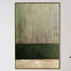 Green Minimalist Palette Knife Texture Painting, Wabi-Sabi Wall Art,Large Abstract Textured Canvas,Modern Home Art,Neutral Living Room Decor