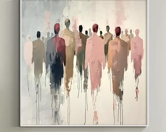 3D-olieverfschilderij op canvas, grote abstracte voetgangersmuurkunst