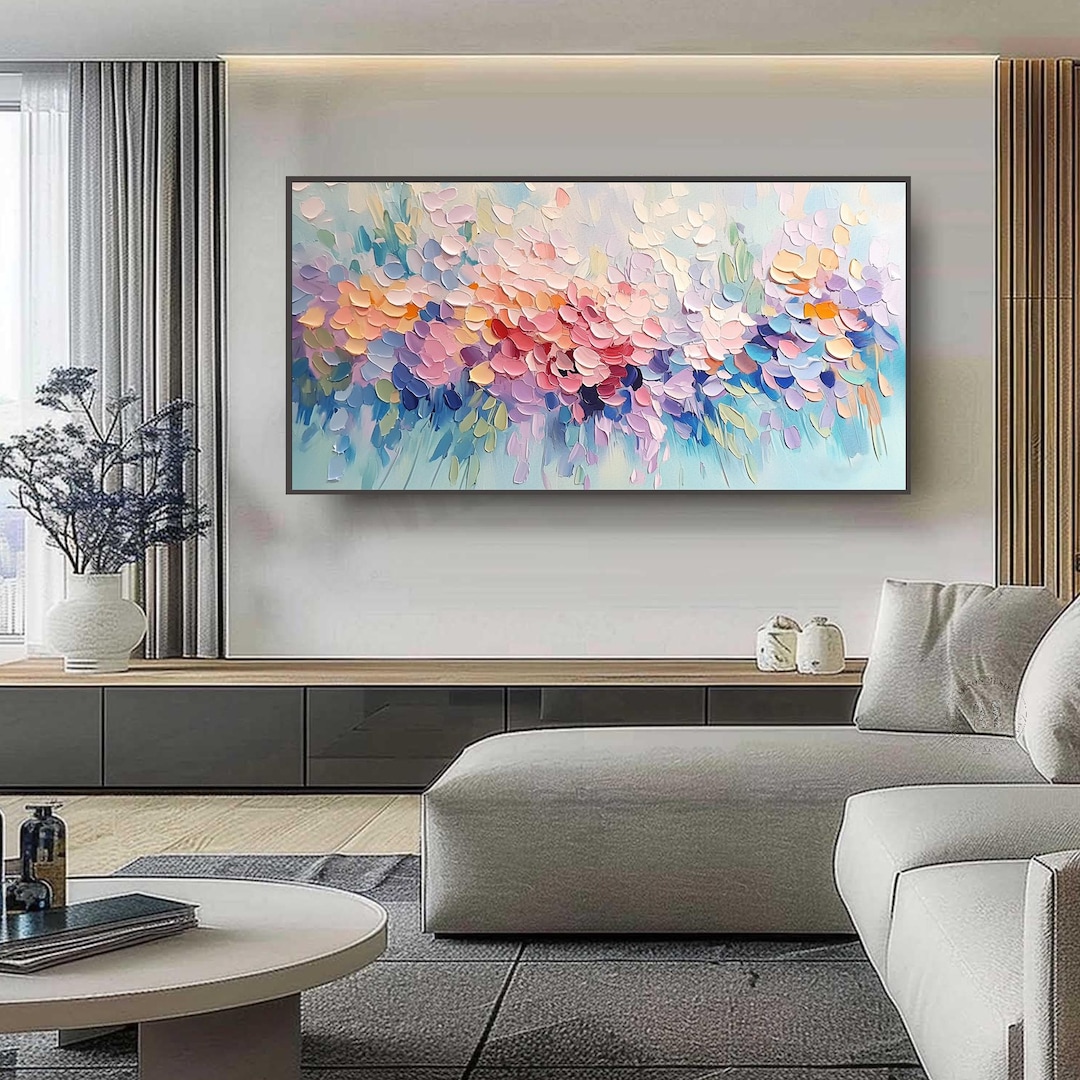 Textured Floral Oil Painting on Canvas, Abstract Bohemian Wall Art - Etsy