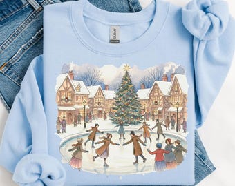 Retro Christmas Tree Dancing Sweatshirt, Vintage 90s Christmas Crewneck, Rustic Holiday Pullover, Cozy Winter Shirt, Santa Sleigh Tee CM299