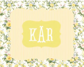 NEW Personalized Mahjong Card Sticker or Insert Yellow Flower Monogrammed Mahjong Card Cover