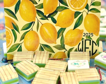 Personalized Mahjong Card Sticker or Insert Monogrammed Mahjong Card Cover Original Art Lemons