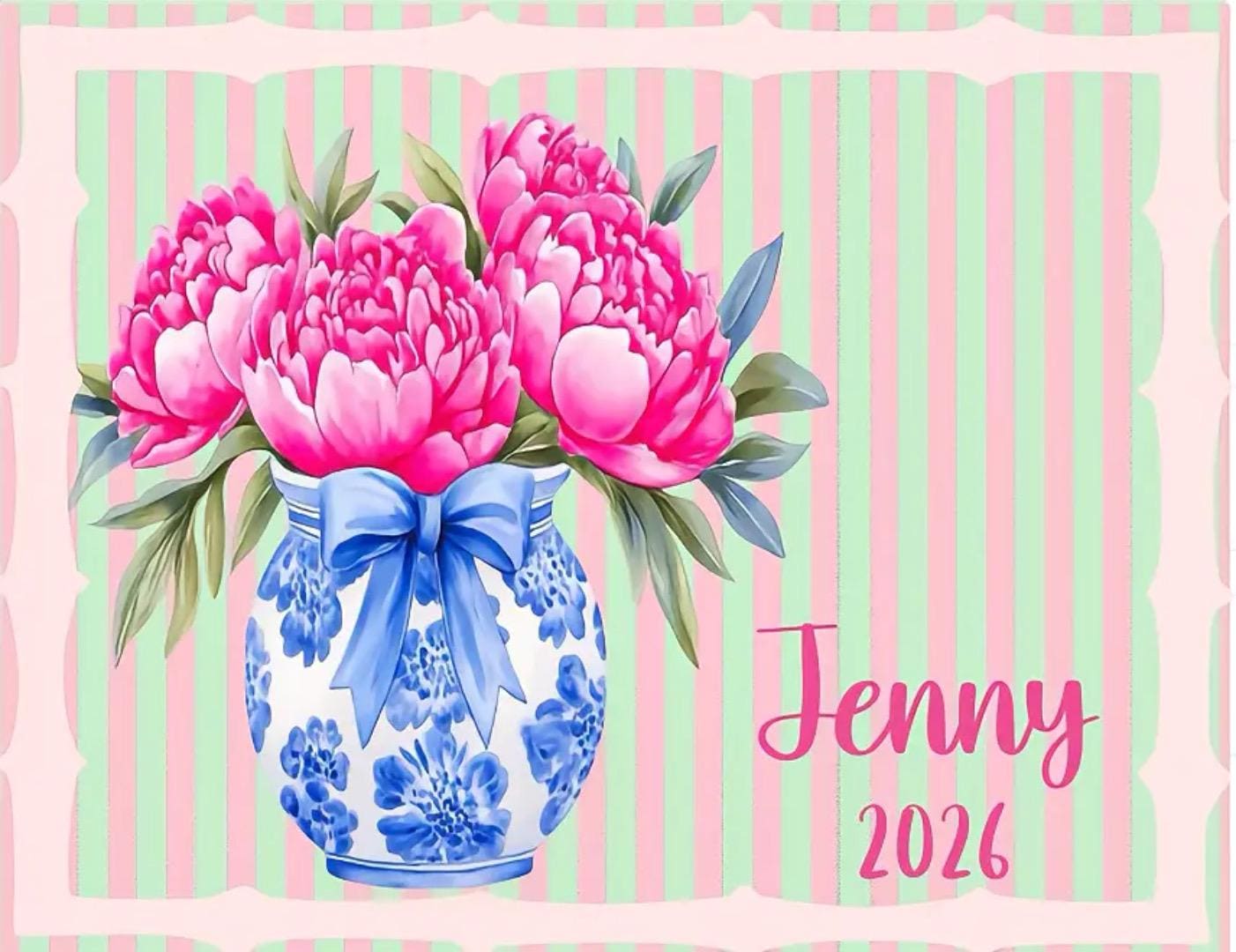 NEW Personalized Mahjong Card Sticker or Insert Chinoiserie Vase  Monogrammed Mahjong Card Cover