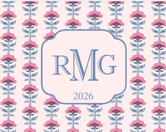 Personalized Mahjong Card Sticker or Insert Flowers Monogrammed Mahjong Card Sticker Cover