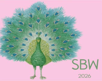 Personalized Mahjong Card Sticker or Insert: Monogrammed Original Peacock Art Card Cover