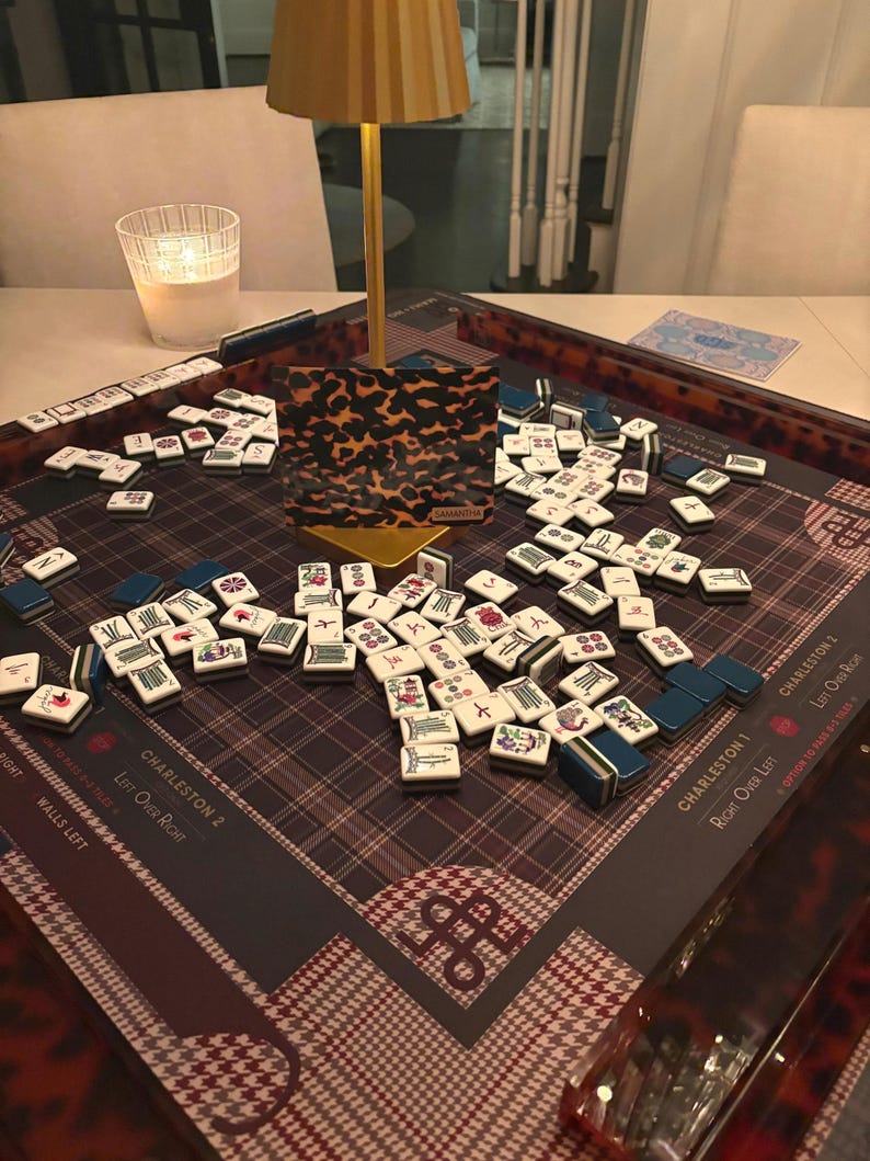 NEW Personalized Mahjong Card Sticker Tortoise Shell Personalized Mahjong Card Sticker or Insert Monogrammed Mahjong Card Cover image 2