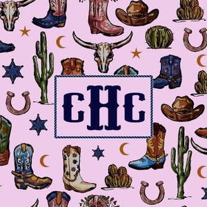 Personalized Mahjong Card Sticker:  Western Cowgirl Design Monogramed Mahjong Card Sticker or Insert