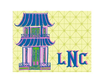 Personalized Mahjong Card Sticker: Original Pagoda Design Mahjong Card Cover or Insert