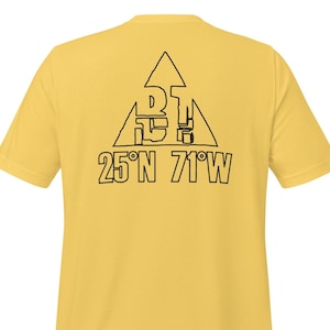 Bermuda Dreieck Unisex T-Shirt, 25N 71W Koordinaten Tee, Mystery Lage, Grafik Shirt, Geometrischer Straßen Stil