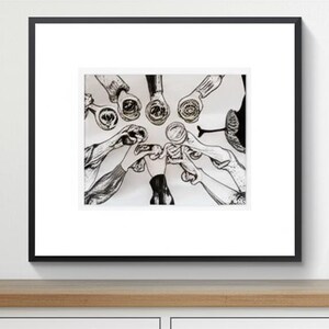 bar cart print | cheers print | bar cart decor | retro kitchen wall art | trendy wall art | digital print | alcohol print