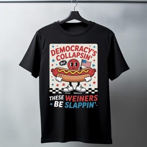 Lustiges 4. Juli Hot Dog Shirt - Vaterländisches Kochen T-Shirt - Cartoon Wiener Grafik - Unabhängigkeitstag Humor T-Shirt
