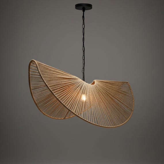 Handcrafted Twisted Rope Pendant Light – Sculptural Woven Ceiling Lamp from Morocco