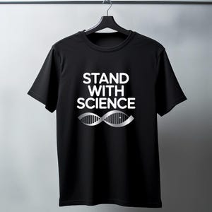 Stand With Science Unisex Softstyle T-Shirt, Science Tee, Gift for Science Lovers, Educational Apparel, STEM Fashion